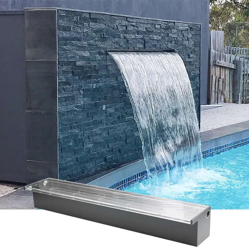 Fabrikant Oem Acryl Piscina Cascade Ac12 V 4W Rgb Kunstmatige Waterval Water Afdaling Zwembad Waterval Met Led Verlichting