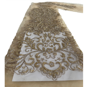 많은 색상 고품질 크리스탈 광택 메쉬 자수 및 페르시 쉬머 디자인 신부 웨딩 파티 드레스 패브릭 - Product Image 4