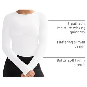 Camiseta de Yoga de Manga Larga Personalizada para Mujer, Ajustada, Refrigerante, que Absorbe la Humedad, para Entrenamiento en el Gimnasio - Product Image 4