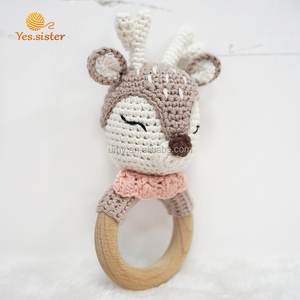 Naturel Armure Crochet Poupée <span class=keywords><strong>Renard</strong></span> Amigurumi Bébé Perles De <span class=keywords><strong>Dentition</strong></span> Anneau Jouet - Product Image 3