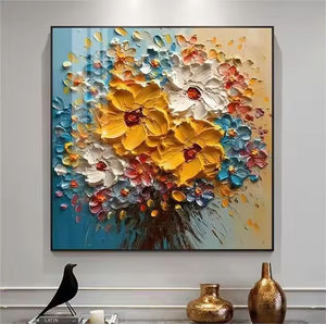 <span class=keywords><strong>Peinture</strong></span> à l'huile moderne à grande texture épaisse 3D <span class=keywords><strong>Peinture</strong></span> <span class=keywords><strong>au</strong></span> <span class=keywords><strong>couteau</strong></span> HD exquise de <span class=keywords><strong>fleurs</strong></span> pour la décoration de la maison ou de l'hôtel - Product Image 3