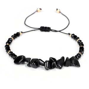 Venta al por mayor bohemio irregular grava Piedra Natural <span class=keywords><strong>tejida</strong></span> ajustable cristal amatista cuarzo rosa pulsera tobilleras para las mujeres - Product Image 3