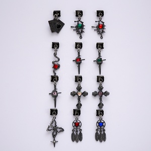 Bracelets à breloques italiennes en acier inoxydable noir avec croix et diamants, bijoux de mode - Product Image 1