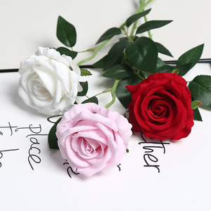 ดอกกุหลาบกำมะหยี่ขนาดใหญ่ ก้านเดี่ยว ดอกไม้ประดิษฐ์ ดอกไม้ตกแต่ง - Product Image 4