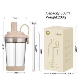 Nueva Botella de Agua BOBA de Tritán de 500ml con Pajita y Agujero Grande para Té de Burbujas, Asa Magnética Portátil - Product Image 4