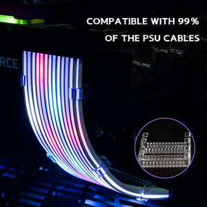 ชุดสายเคเบิลทองแดง Qingsea PCIe 8P ตัวเมีย เป็น ATX 24P ตัวผู้ สำหรับ CPU ความยาว 30 ซม. ขนาด 18/16AWG ได้รับการรับรองมาตรฐาน CE/FCC สายต่อพ่วงคอมพิวเตอร์แบบสายถัก - Product Image 4
