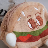 Porte-monnaie en peluche mignon en forme de hamburger, mini porte-monnaie porte-clés, porte-clés amusant en peluche, porte-monnaie en forme de pain grillé, porte-clés, breloque pour sac d'écouteurs