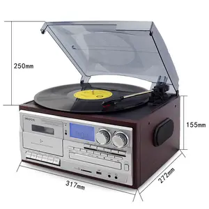CE 무료 통관 비닐 레코드 플레이어 CD 플레이어 카세트 녹음 플레이어 USB SD FM 라디오