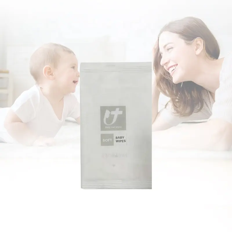 Dispenser cetak Oem kertas tisu pembersih organik 100% bahan baku wadah kosong basah 80 buah tisu bayi telanjang Mini