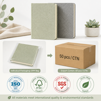Carnet à couverture rigide en tissu de lin avec logo personnalisé, vente en gros, A5, OEM, couverture en tissu naturel tissé, journal écologique, planificateur