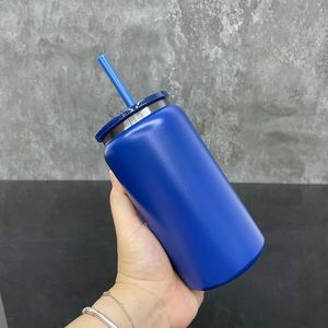 Vaso de Acero Inoxidable de Doble Pared con Recubrimiento de Polvo Negro de 16 oz, con Pajitas de Plástico Transparente para Grabado Láser, Disponible en Almacén de EE. UU. - Product Image 4