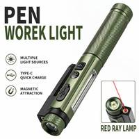 Lampe de travail à double batterie, lampe torche LED rechargeable avec pointeur rouge, clip magnétique, inspection pour la réparation mécanique
