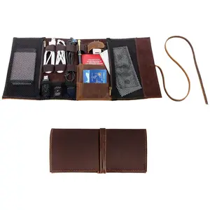 تصميم جديد حقيبة جلدية للكترونيات حقيبة سفر حقيبة تخزين كابل USB