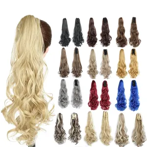 Extensión de cabello ondulado de 55cm de largo, postizo de cola de caballo de pelo sintético falso para mujer postizo de pelo de cola de caballo