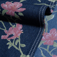 Tissu en jean écologique à motifs floraux, collection Printemps-Été, motif fleurs sauvages, dégradé de couleurs douces et vives, personnalisable, 300M, faible MOQ, pour filles et femmes