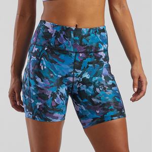 Shorts deportivos de maternidad para mujer con efecto fruncido en la parte trasera, cintura alta, con bolsillos, para correr, camuflaje - Product Image 5