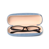 Coque rigide en cuir bleu haut de gamme étui rigide boîte de rangement pour lunettes étui à lunettes en cuir boîte à lunettes