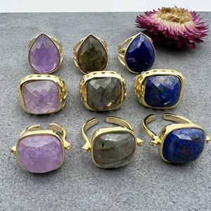 Großhandel Boho verstellbarer Statement-<span class=keywords><strong>Ring</strong></span> für Männer New Natural Big Size Labradorite Amethyst Lapislazuli Stones <span class=keywords><strong>Gold</strong></span> Fashion <span class=keywords><strong>Ring</strong></span> - Product Image 4