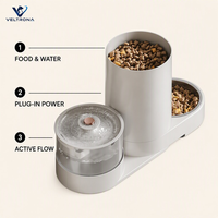 Distributeur automatique de nourriture et fontaine à eau pour animaux de compagnie, station d'alimentation pour chats et chiens à brancher avec un grand réservoir de nourriture, bol en acier