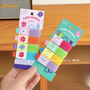 Supports de câbles élégants, ensemble de 4 couleurs, attaches Velcro réutilisables pour fil d'écouteurs, fil électrique - Product Image 1