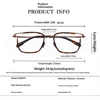 Lunettes de lecture SH0079 dorées 160MM, monture carrée extra large, légères, motif géométrique, en titane, à monture complète