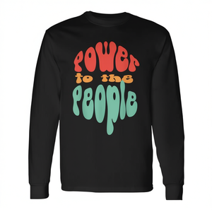 T-shirt à manches longues Power To The People, noir, 100% coton, unisexe, taille adulte M L XL XXL - Product Image 2