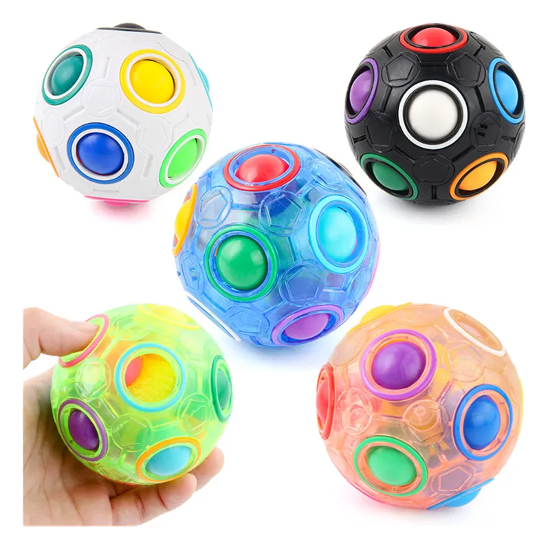 High Quality Fun Fidget Cube Toy Puzzle 12 Holes Magic Rainbow Ball Fidget Toy