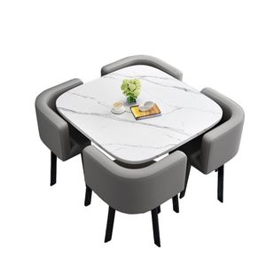 Juego de Mesa de Comedor Moderno y Sencillo al por Mayor con Patas de MDF, Mesa Cuadrada con Sillas, Muebles Creativos y Económicos para el Hogar - Product Image 2