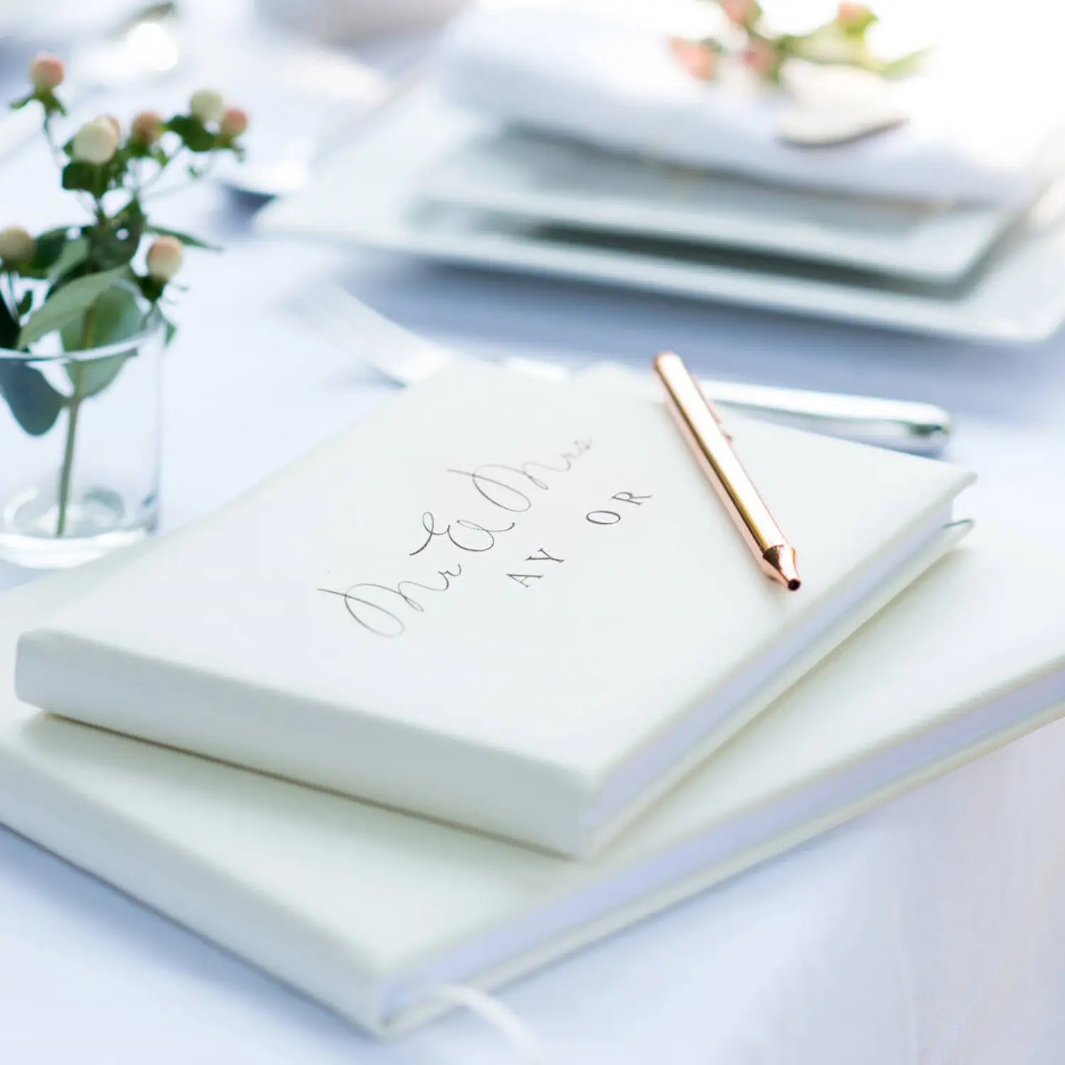 Custom Pu Leather Hardcover Gold Foil Stamping Casamento Guestbook Sign-In Livro de Convidados Álbum De Fotos Com Caneta Em Caixa De Presente Rígida