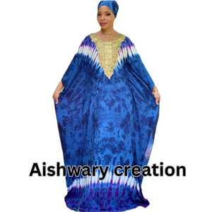 Hand Tie Dye Kaftan Vestido simple Elegante vestido de vacaciones Loose Fit Daily Party Vacaciones Cena Mujeres Kaftan - Product Image 2