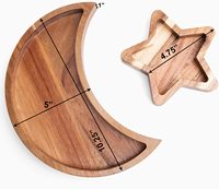 Support en cristal en bois plateau d'exposition lune et étoile bibelot en bois pour roches pierres bijoux huiles essentielles plateau décoratif ou