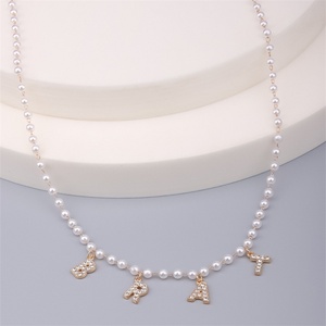 Custom <b>Name</b> Necklaces Gold Plated Pearl <b>Chain</b> DIY Zircon Letter Initial <b>Name</b> Pendant Necklace - Product Image 1