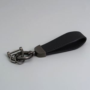 Luxury PU Leather <b>Customized</b> Eco-Friendly Silk Screen Printed Rectangle Shape Keychain Strap Zinc Alloy Ring Black Red Green <b>Key</b> - Product Image 4