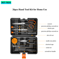 Ensemble d'outils à main 8/9/18/20/26/35 pièces, kit d'outils à main avec boîte à outils en plastique pour réparation de voiture et de maison