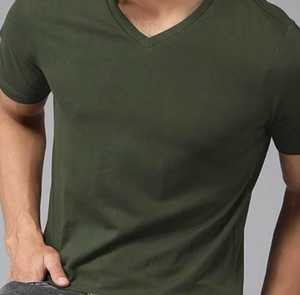 T-shirt décontracté pour homme en tricot à col en V, polyester/coton 220g, respirant, haute qualité, confort quotidien avec motif - Product Image 4