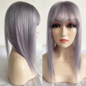 <span class=keywords><strong>Top</strong></span> in pizzo <span class=keywords><strong>con</strong></span> Base in seta grigiastra <span class=keywords><strong>con</strong></span> frangia vergine capelli umani 5x5 pollici Base in silicone Topper Pre pizzicata <span class=keywords><strong>con</strong></span> i capelli del bambino - Product Image 4