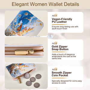 Portefeuille long en cuir PU avec motif artistique tendance, style anglais, plumes, pochette pour passeport et porte-cartes - Product Image 5