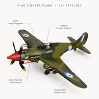 Modèle d'avion de chasse vintage en fer fait main, grand ornement décoratif pour la maison, cadeau