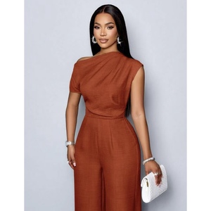 <span class=keywords><strong>Tuta</strong></span> Estiva Casual da Donna con Vita Alta, Pantaloni a Gamba Larga, Decorazione in <span class=keywords><strong>Pizzo</strong></span>, Impermeabile, Tinta Unita per Abbigliamento Urbano - Product Image 6