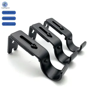 Hot Sale Precision Metal Hardware Black Steel Curtain Pole Rod Hook Hanging Bracket For Window