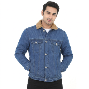 Chaqueta vaquera de moda para hombre, chaqueta vaquera informal ajustada para adolescentes y niños, chaquetas y abrigos Vaqueros, chaqueta vaquera de piel para hombre - Product Image 1