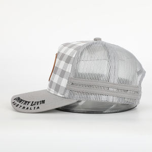 Haute qualité marque Design femmes chauffeur de camion casquette avant 5 panneaux motif à carreaux en cuir Patch à la mode chapeaux plage - Product Image 3