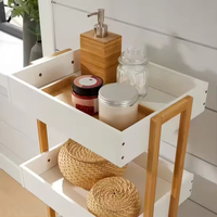 Chariot de salle de bain écologique en bambou avec 3 paniers de rangement et étagère ouverte pour salle de bain, cuisine, salon