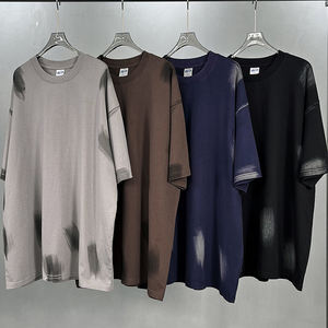 تي شيرت قطني ثقيل الوزن بأكمام قصيرة بتصميم عتيق مغسول بالحمض للبيع بالجملة - Product Image 1