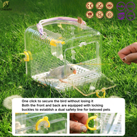 Cage de transport portable en plastique transparent pour perroquets, cage de voyage extérieure pour calopsites, perruches, agapornis et petits oiseaux