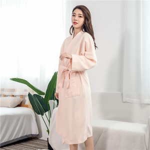 Custom Waffle <strong>Bathrobe</strong> Foreign Trade Thin Hotel Absorbent Quick-drying Polyester Cotton Thickened Long Cotton <strong>Bathrobe</strong> - Product Image 6