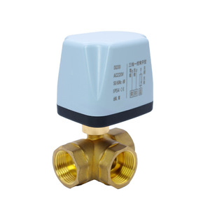 Vanne à boisseau sphérique électrique Hinler 3 voies en L 220V CA en laiton pour CVC et système de chauffage solaire 0-90°C - Product Image 1