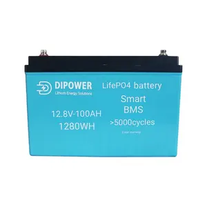 Avec Bluetooth et BMS 12v Lithium Ion Lifepo4 Batterie 12V 100Ah Batteries au lithium pour système d'énergie solaire
