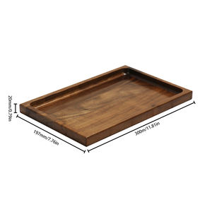 Bandeja de madera con asas <span class=keywords><strong>para</strong></span> servir, bandeja de comida y bebidas <span class=keywords><strong>para</strong></span> mesa de centro, desayuno, cena y bar, bandeja de almacenamiento decorativa rústica FSC - Product Image 4