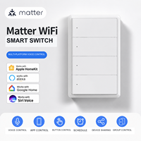 Interrupteur intelligent WiFi Matter US 1/2/3/4 voies, application Tuya Smart Life, contrôle à distance et vocal, compatible avec Apple HomeKit, Alexa, Google Home